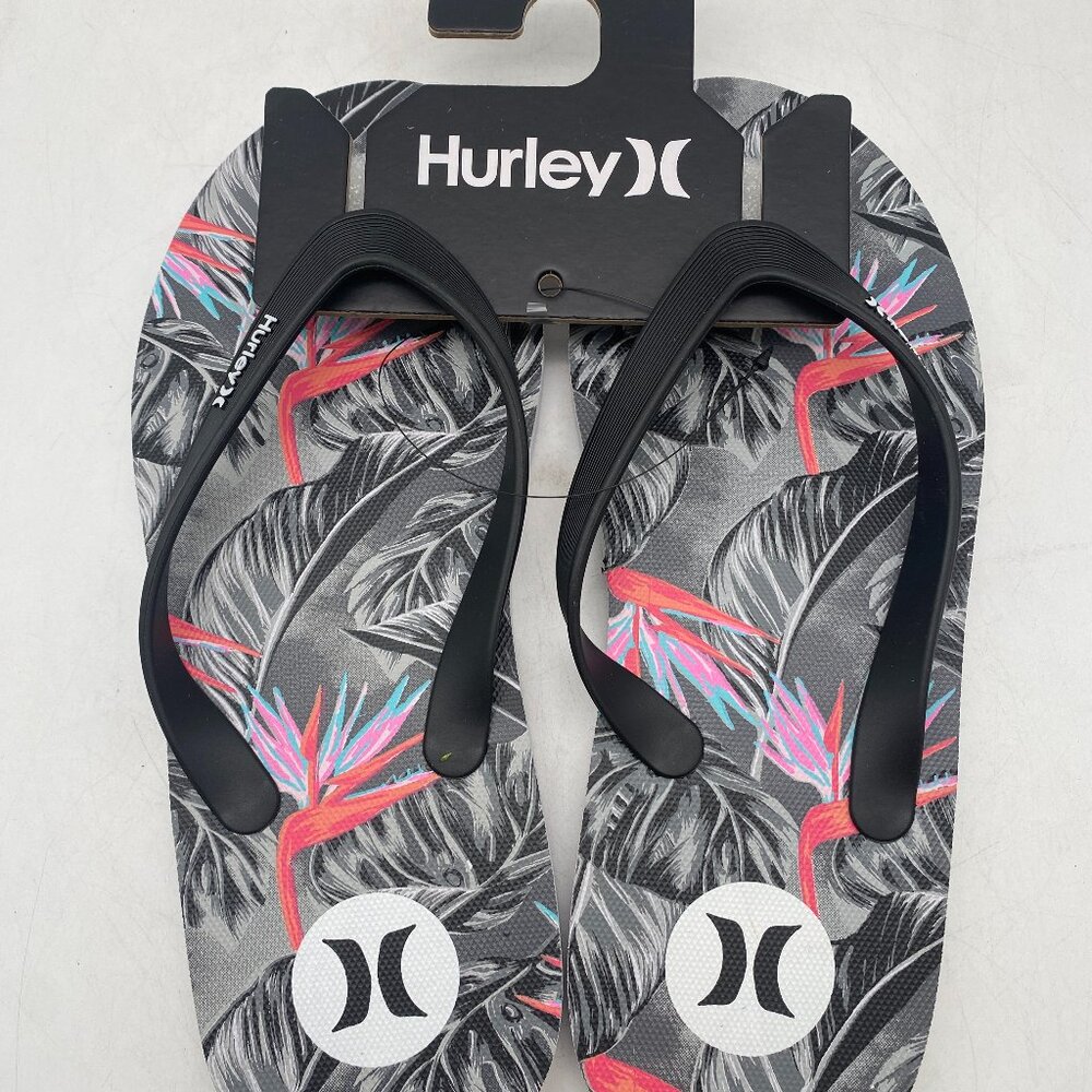 *HOT DEAL* Hurley Tropical Print Flip Flop Gray/Pink Men's US Size  8 AND 10